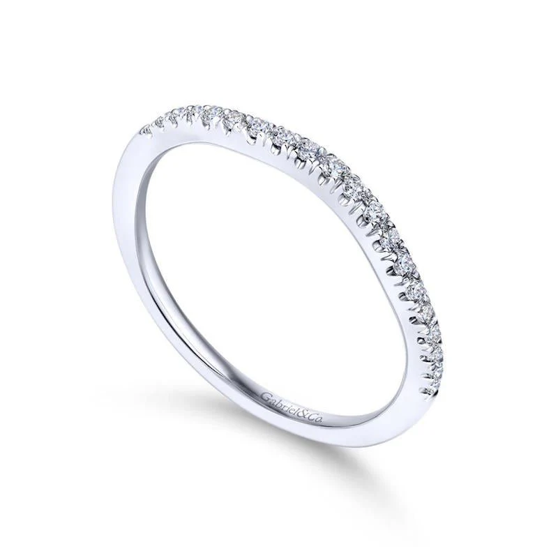 Gabriel & Co. 14k White Gold Contemporary Curved Wedding Band - Image 3
