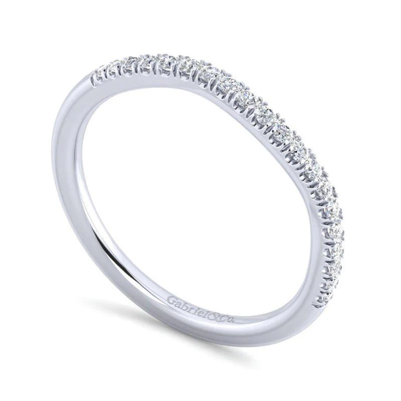 Gabriel & Co. 14k White Gold Contemporary Curved Wedding Band - Image 3
