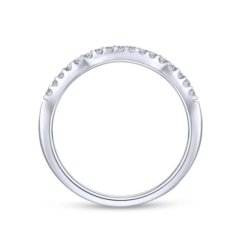 Gabriel & Co. 14k White Gold Contemporary Curved Wedding Band - Image 2