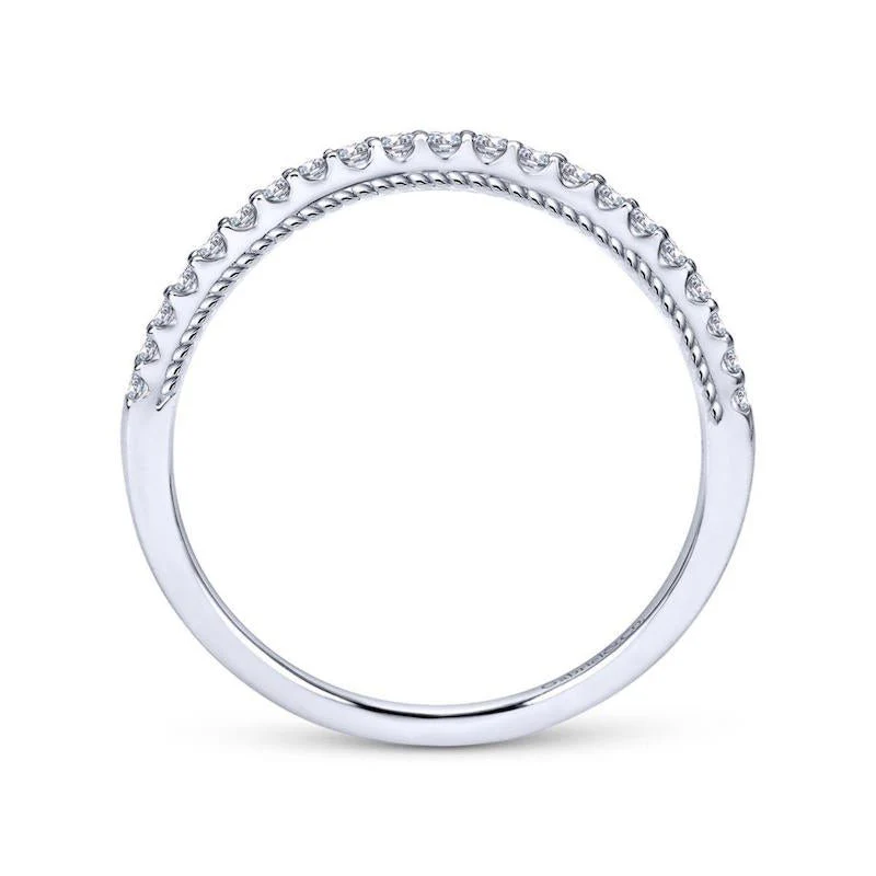 Gabriel & Co. 14k White Gold Contemporary Curved Wedding Band - Image 2