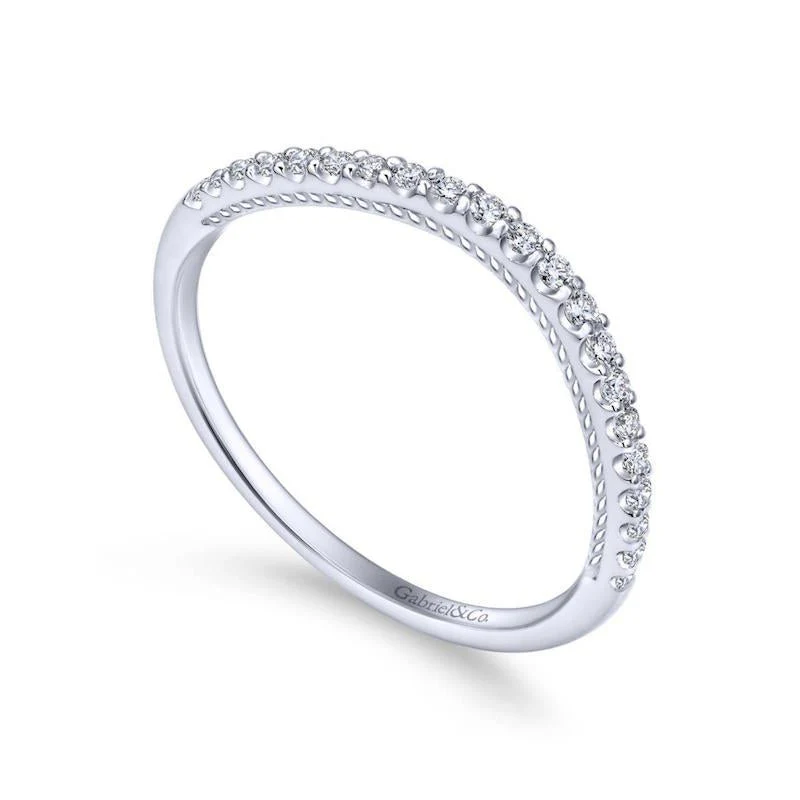 Gabriel & Co. 14k White Gold Contemporary Curved Wedding Band - Image 3