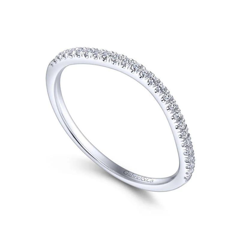 Gabriel & Co. 14k White Gold Contemporary Curved Wedding Band - Image 3