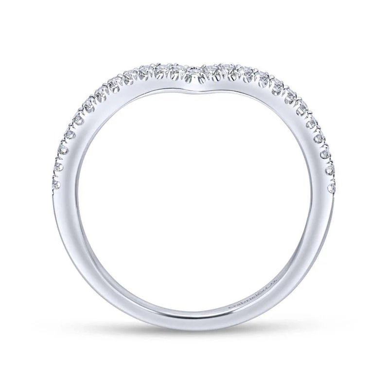 Gabriel & Co. 14k White Gold Contemporary Curved Wedding Band - Image 2