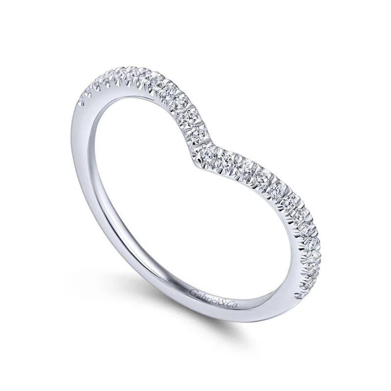 Gabriel & Co. 14k White Gold Contemporary Curved Wedding Band - Image 3