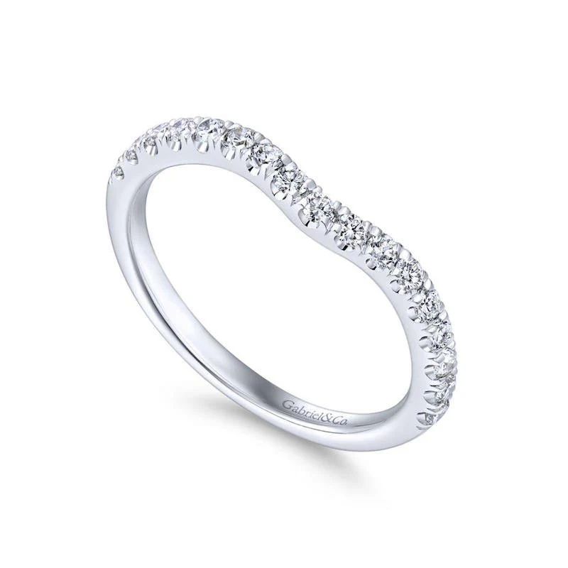 Gabriel & Co. 14k White Gold Contemporary Curved Wedding Band - Image 3