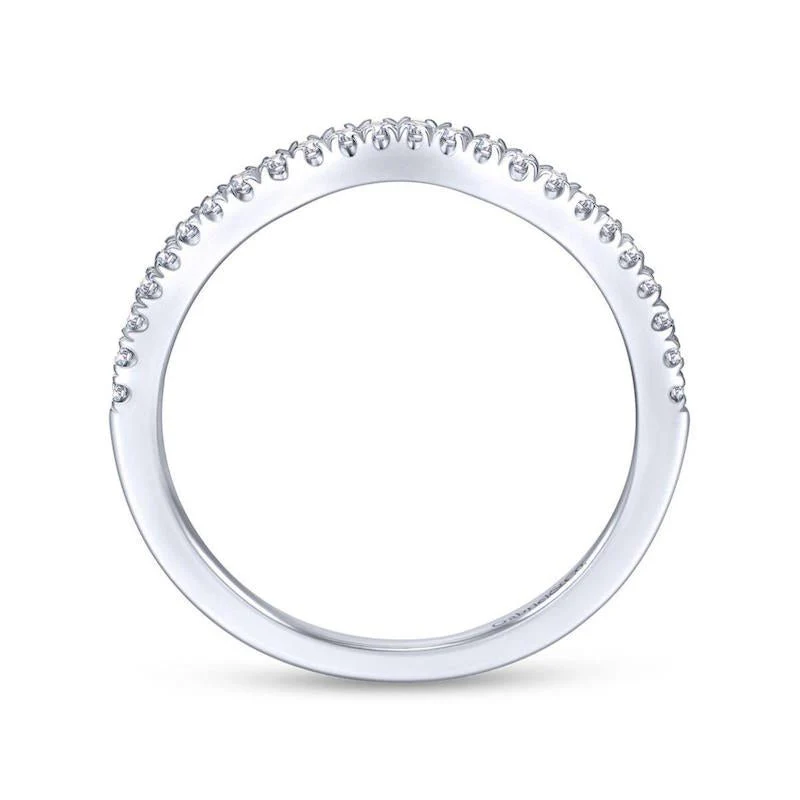 Gabriel & Co. 14k White Gold Contemporary Curved Wedding Band - Image 2