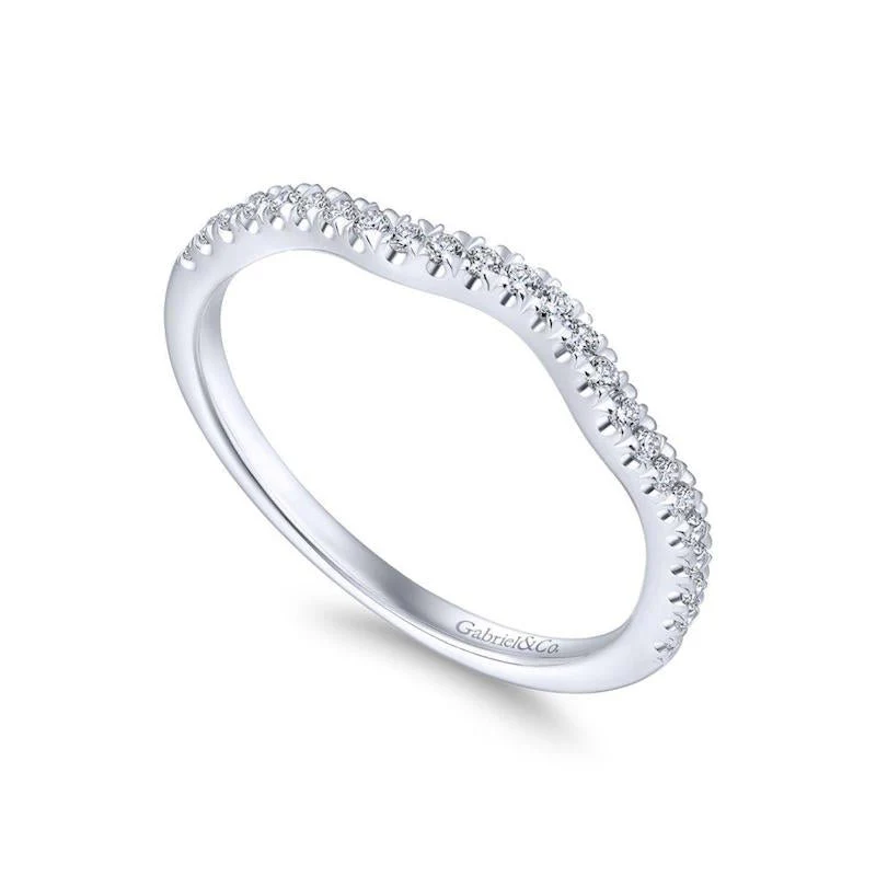 Gabriel & Co. 14k White Gold Contemporary Curved Wedding Band - Image 3