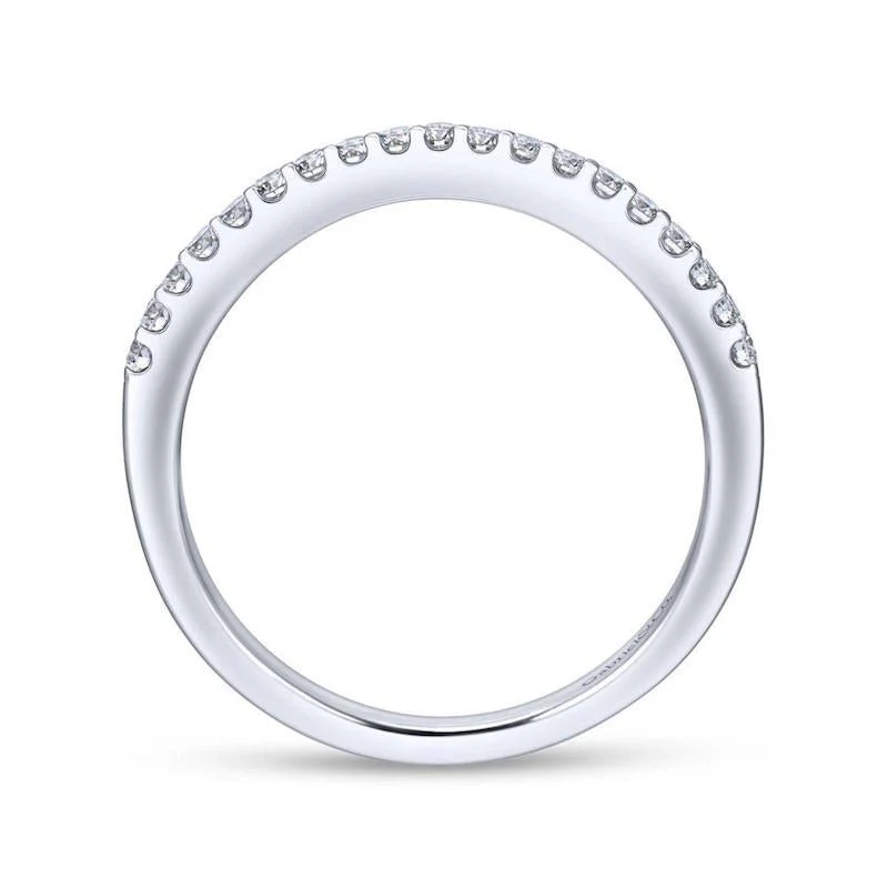 Gabriel & Co. 14k White Gold Contemporary Curved Wedding Band - Image 2