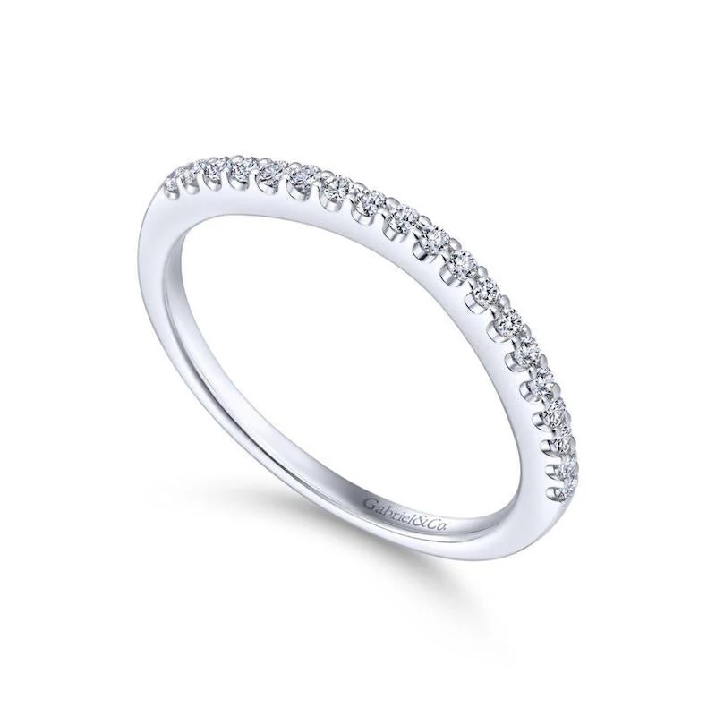 Gabriel & Co. 14k White Gold Contemporary Curved Wedding Band - Image 3