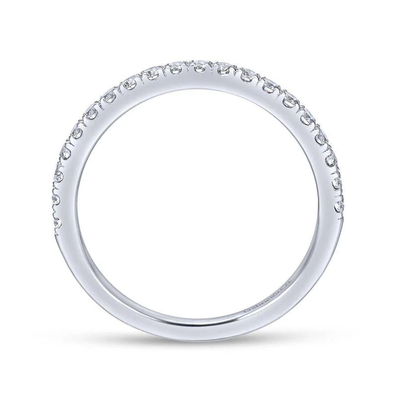 Gabriel & Co. 14k White Gold Contemporary Curved Wedding Band - Image 2