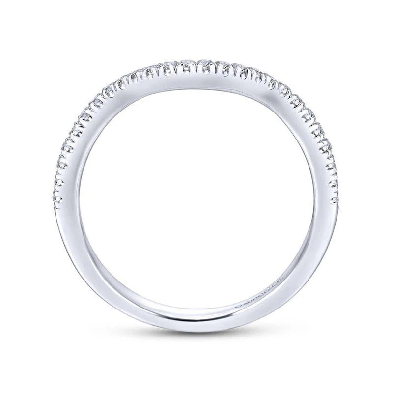Gabriel & Co. 14k White Gold Contemporary Curved Wedding Band - Image 2