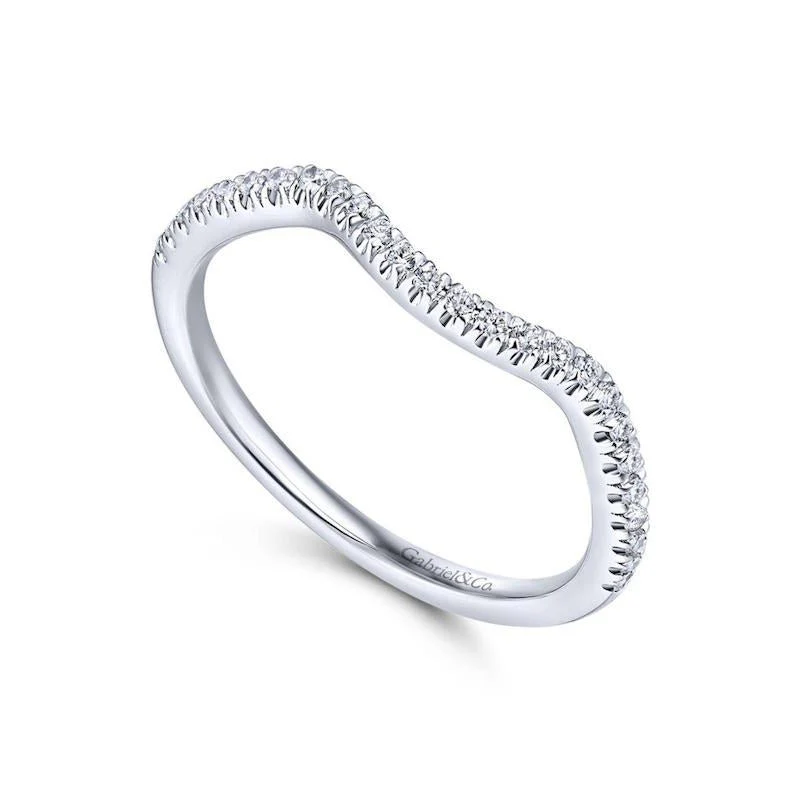 Gabriel & Co. 14k White Gold Contemporary Curved Wedding Band - Image 3