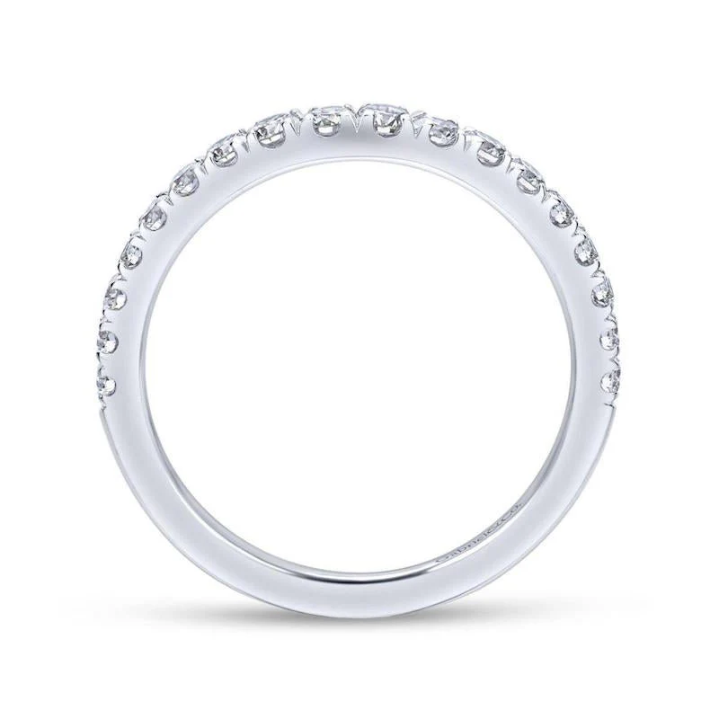 Gabriel & Co. 14k White Gold Contemporary Curved Wedding Band - Image 2