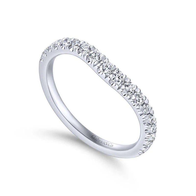 Gabriel & Co. 14k White Gold Contemporary Curved Wedding Band - Image 3
