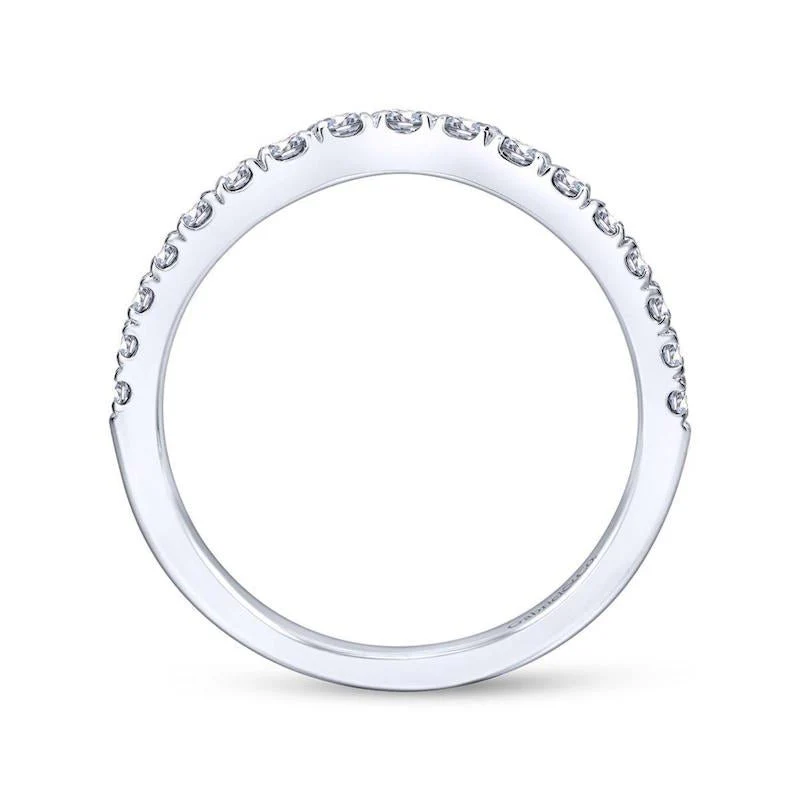 Gabriel & Co. 14k White Gold Contemporary Curved Wedding Band - Image 2