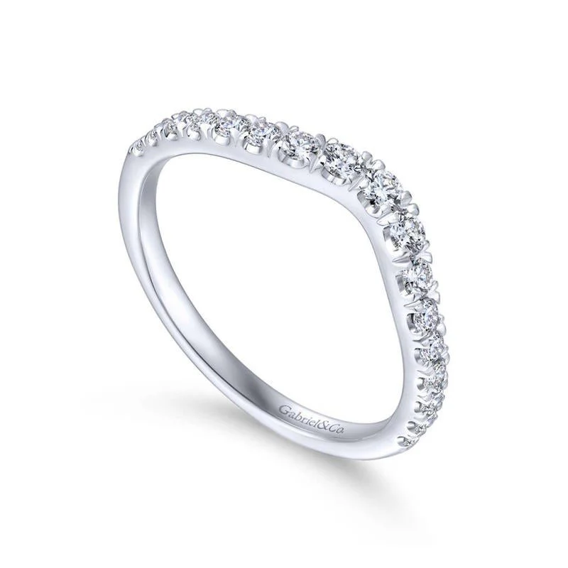 Gabriel & Co. 14k White Gold Contemporary Curved Wedding Band - Image 3