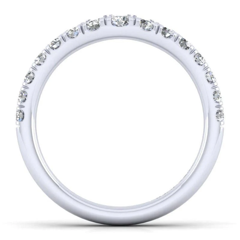Gabriel & Co. 14k White Gold Contemporary Curved Wedding Band - Image 2