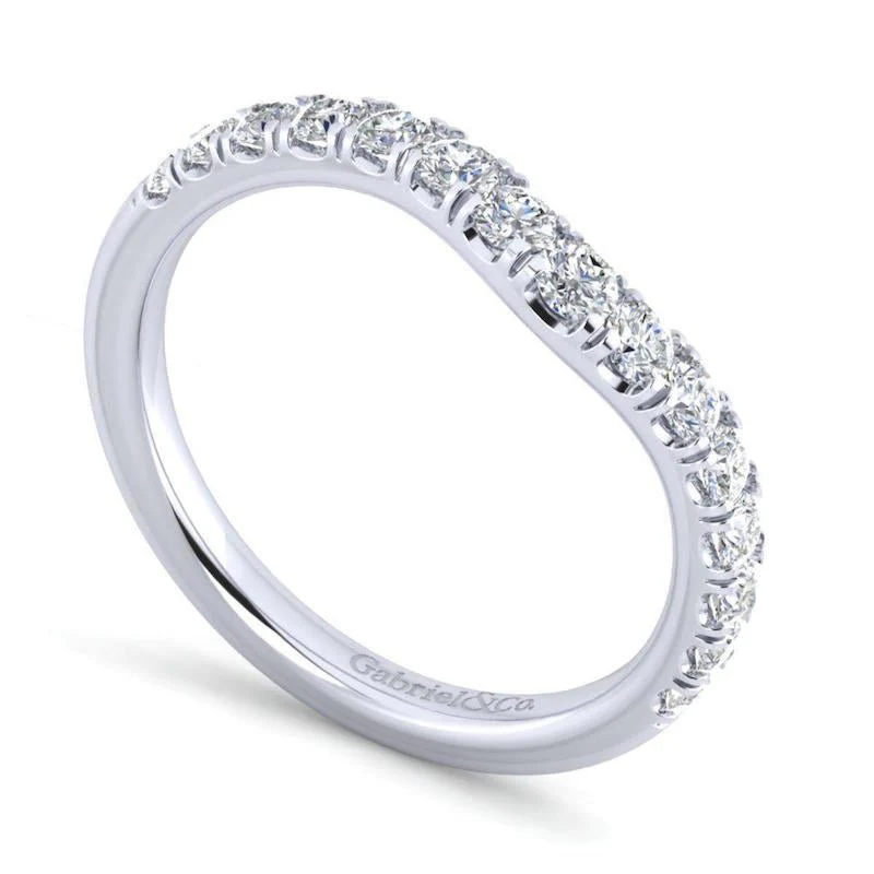 Gabriel & Co. 14k White Gold Contemporary Curved Wedding Band - Image 3