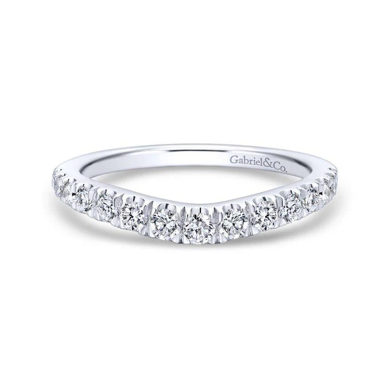 Gabriel & Co. 14k White Gold Contemporary Curved Wedding Band