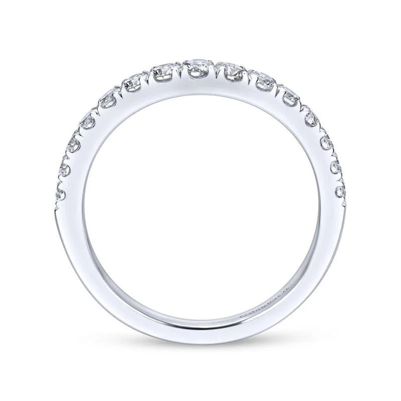 Gabriel & Co. 14k White Gold Contemporary Curved Wedding Band - Image 2