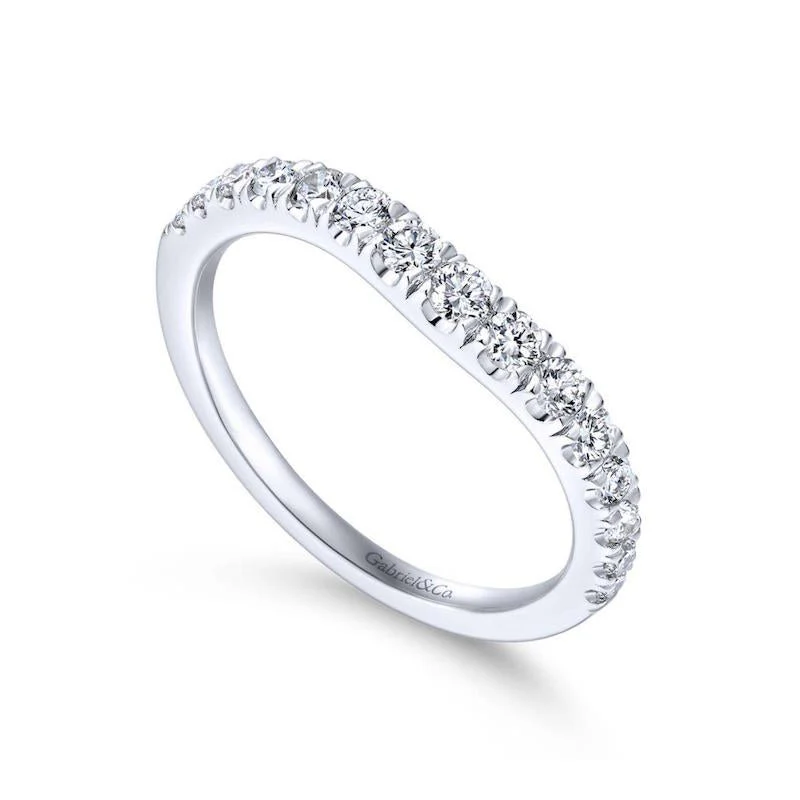 Gabriel & Co. 14k White Gold Contemporary Curved Wedding Band - Image 3