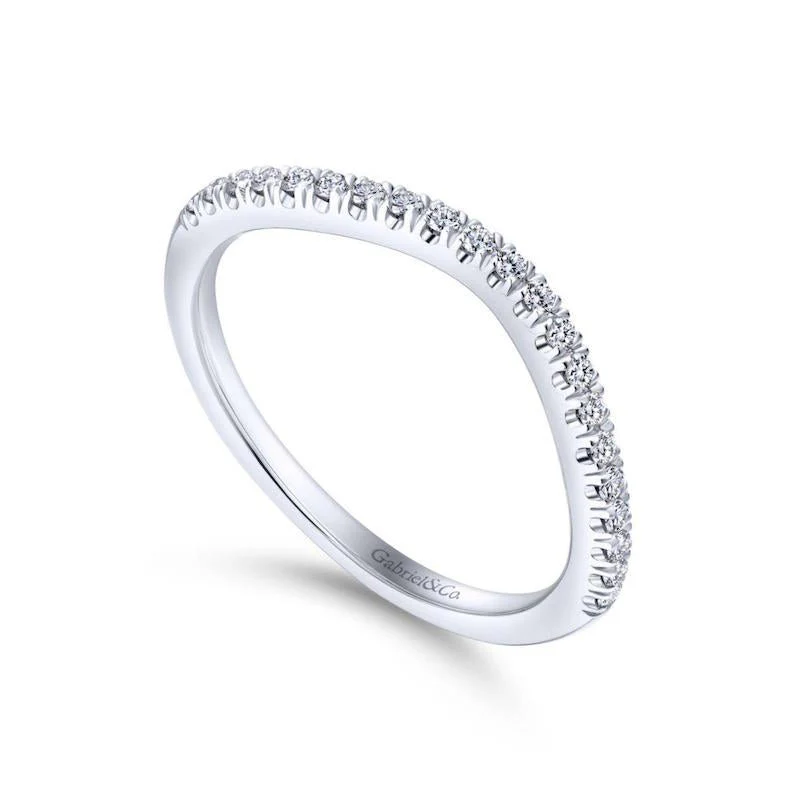 Gabriel & Co. 14k White Gold Contemporary Curved Wedding Band - Image 3
