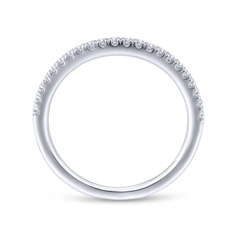 Gabriel & Co. 14k White Gold Contemporary Curved Wedding Band - Image 2