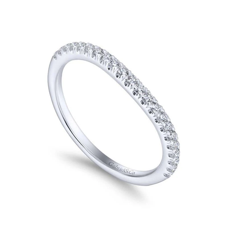 Gabriel & Co. 14k White Gold Contemporary Curved Wedding Band - Image 3