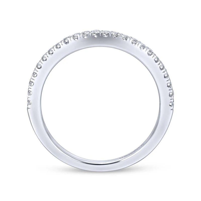 Gabriel & Co. 14k White Gold Contemporary Curved Wedding Band - Image 2
