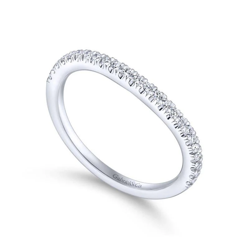 Gabriel & Co. 14k White Gold Contemporary Curved Wedding Band - Image 3