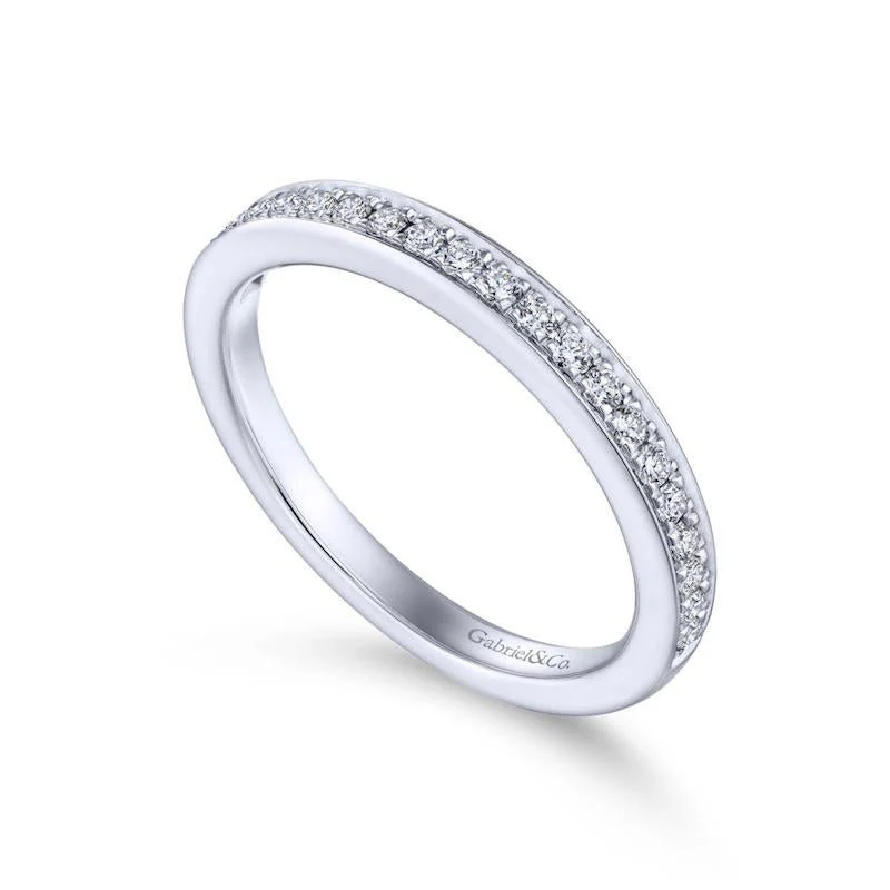 Gabriel & Co. 14k White Gold Contemporary Curved Wedding Band - Image 3