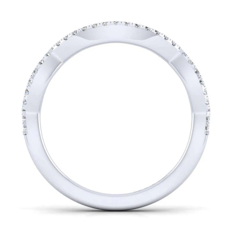 Gabriel & Co. 14k White Gold Contemporary Curved Wedding Band - Image 2