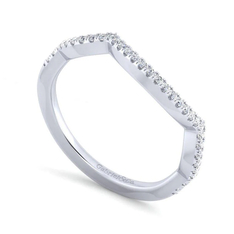 Gabriel & Co. 14k White Gold Contemporary Curved Wedding Band - Image 3