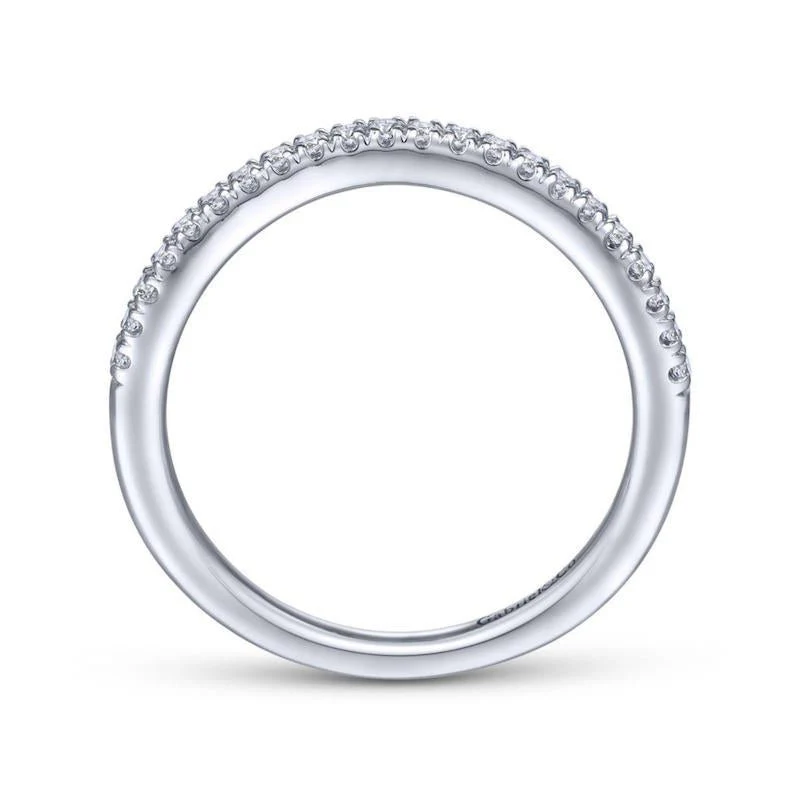 Gabriel & Co. 14k White Gold Contemporary Curved Wedding Band - Image 2