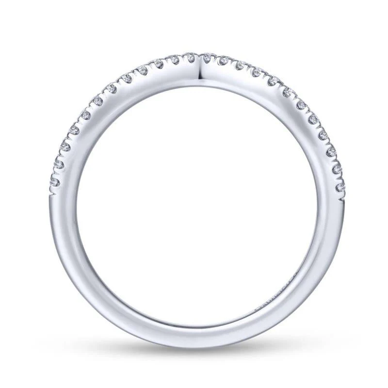Gabriel & Co. 14k White Gold Contemporary Curved Wedding Band - Image 2