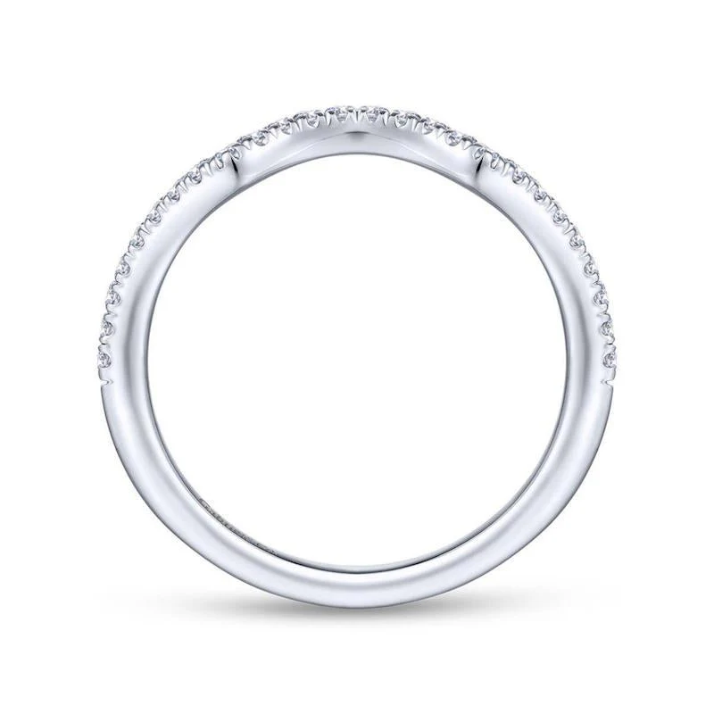 Gabriel & Co. 14k White Gold Contemporary Curved Wedding Band - Image 2