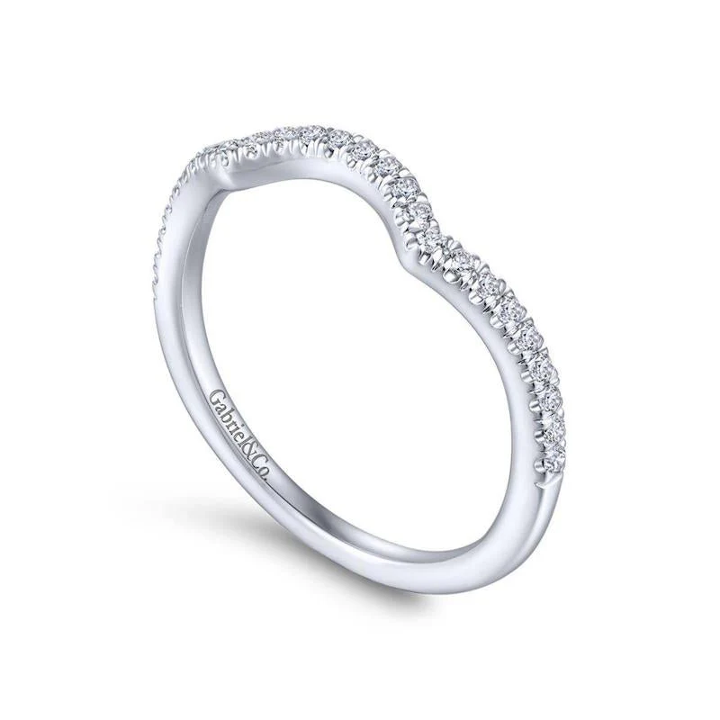 Gabriel & Co. 14k White Gold Contemporary Curved Wedding Band - Image 3