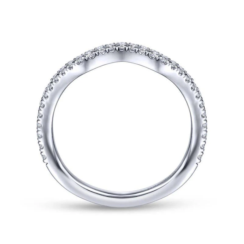 Gabriel & Co. 14k White Gold Contemporary Curved Wedding Band - Image 2