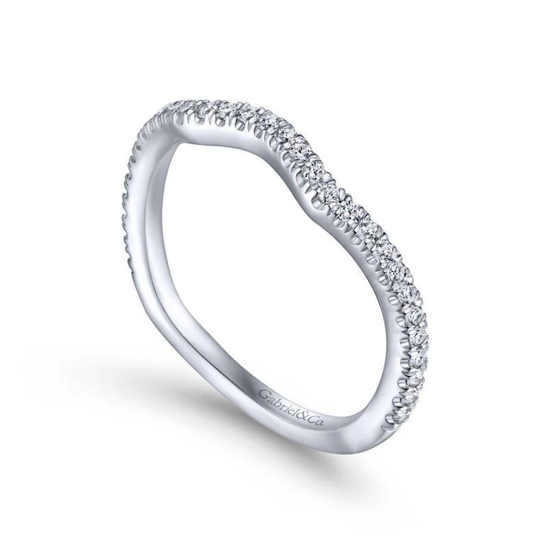 Gabriel & Co. 14k White Gold Contemporary Curved Wedding Band - Image 3