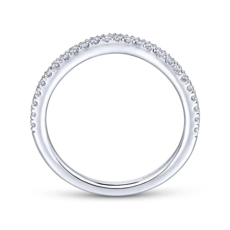Gabriel & Co. 14k White Gold Contemporary Curved Wedding Band - Image 2