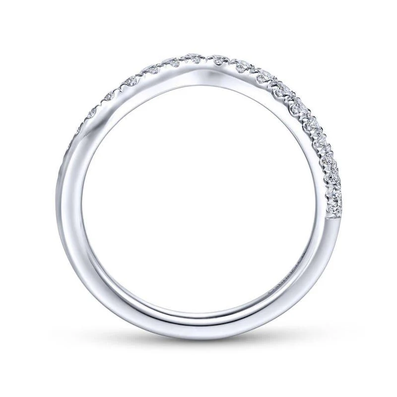 Gabriel & Co. 14k White Gold Contemporary Curved Wedding Band - Image 2