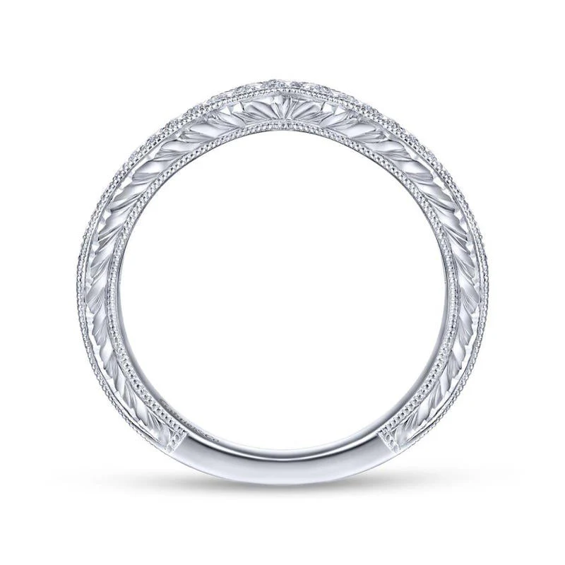 Gabriel & Co. 14k White Gold Contemporary Curved Wedding Band - Image 2