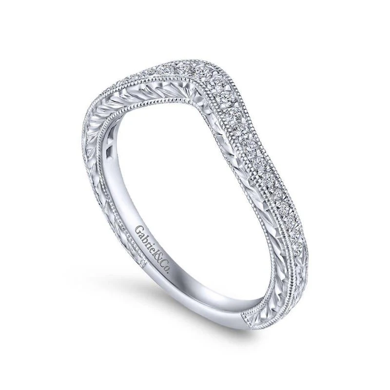 Gabriel & Co. 14k White Gold Contemporary Curved Wedding Band - Image 3
