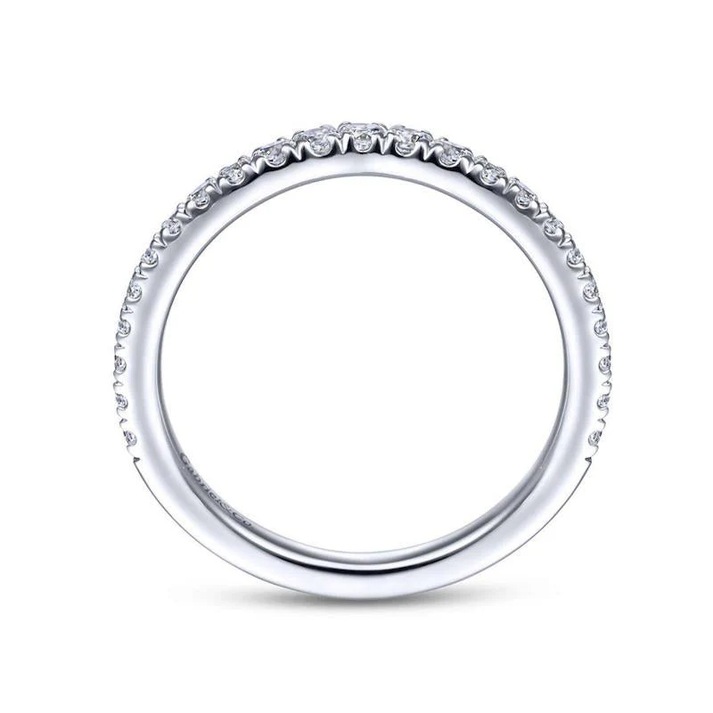 Gabriel & Co. 14k White Gold Contemporary Curved Wedding Band - Image 2