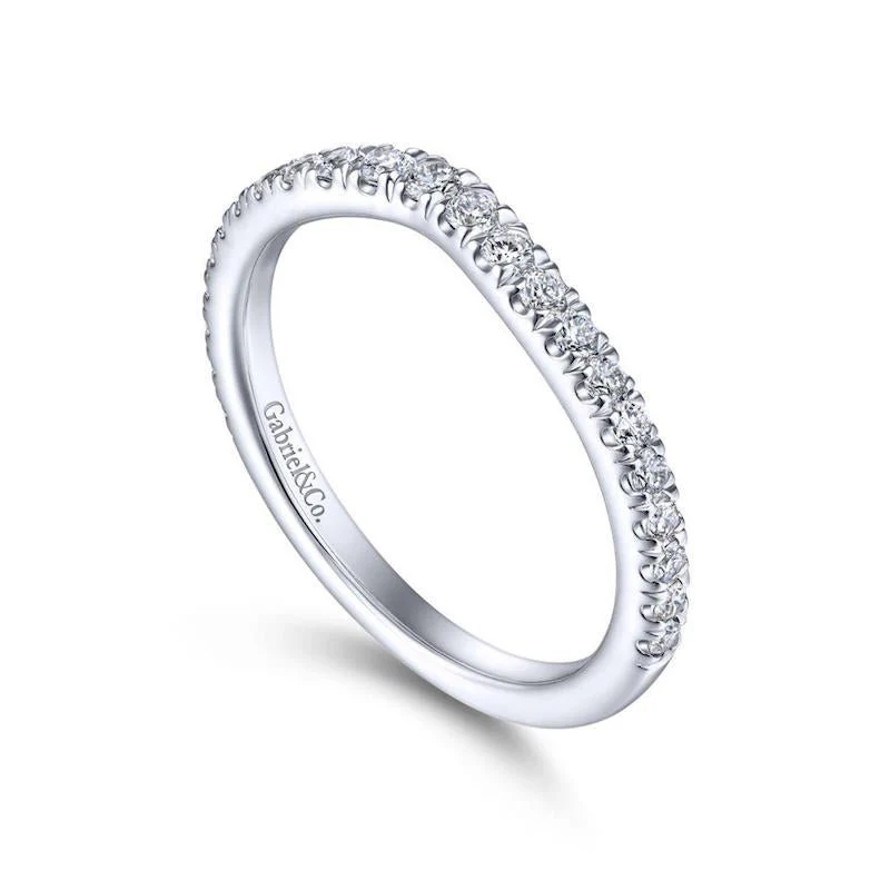 Gabriel & Co. 14k White Gold Contemporary Curved Wedding Band - Image 3