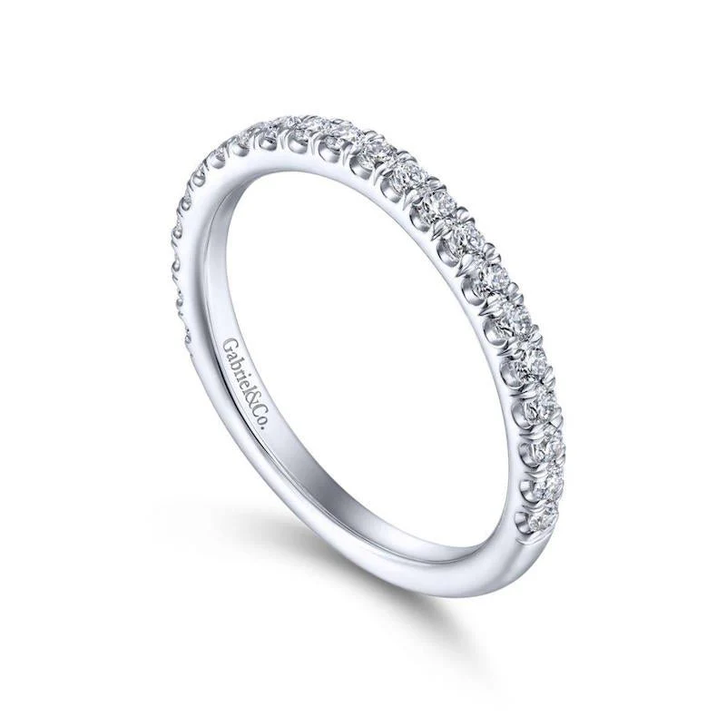 Gabriel & Co. 14k White Gold Contemporary Curved Wedding Band - Image 3