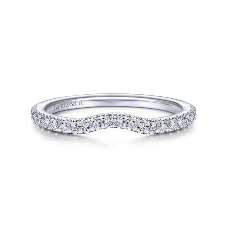 Gabriel & Co. 14k White Gold Contemporary Curved Wedding Band