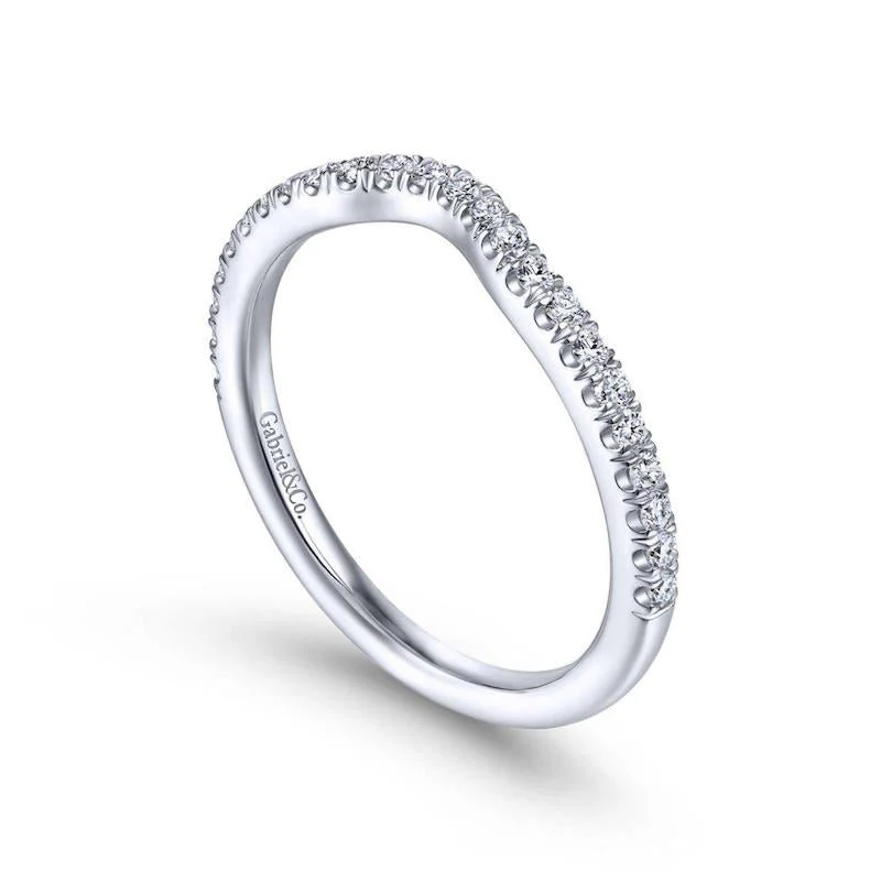 Gabriel & Co. 14k White Gold Contemporary Curved Wedding Band - Image 3