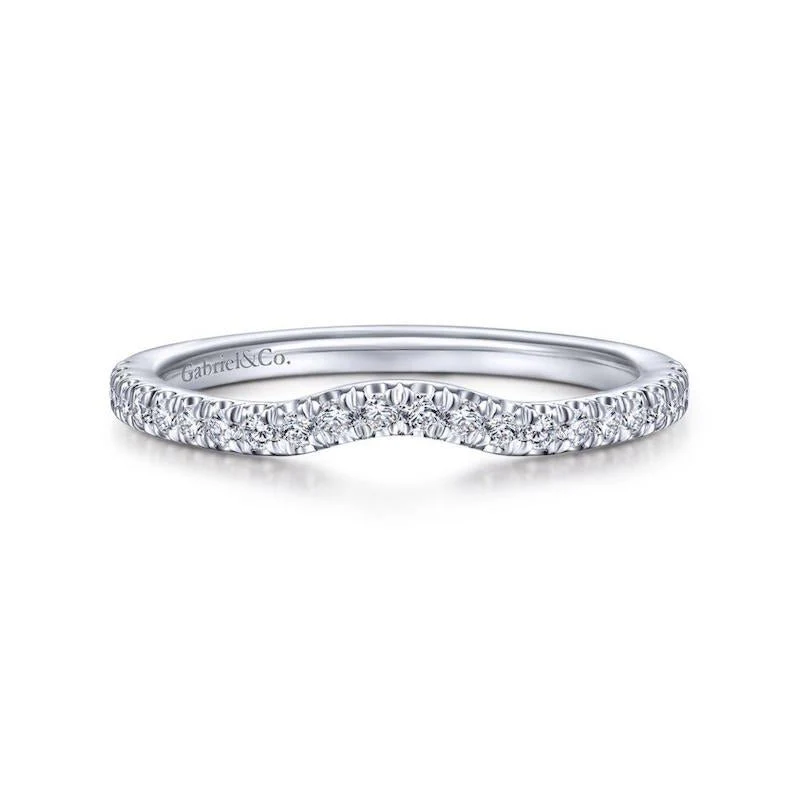 Gabriel & Co. 14k White Gold Contemporary Curved Wedding Band