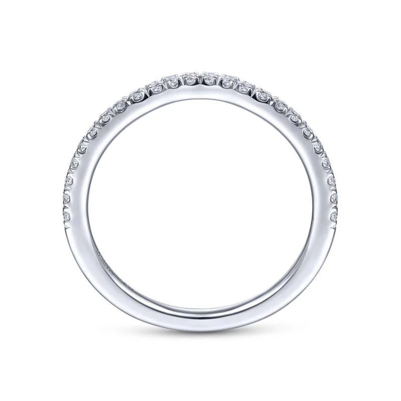 Gabriel & Co. 14k White Gold Contemporary Curved Wedding Band - Image 2